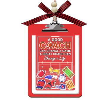 Imagem de Enfeite de agitação de agradecimento de treinador de futebol - Prancheta esportiva 3 camadas de madeira e acrílico para presente - Um bom treinador pode mudar um enfeite de jogo - Presente de