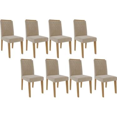 Imagem de Kit 8 Cadeiras Sala Jantar Nicole 8 Un Savana Nature Suede Nude Bege Cimol
