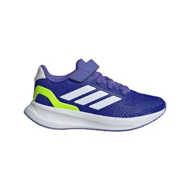Imagem de adidas Tênis infantil Run Falcon 5, Azul lúcido/branco/azul cobalto, 11 Little Kid