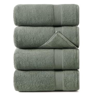 Imagem de REDKISS Pacote com 4 toalhas de banho de algodão cinza - extra grande, super absorvente, conjunto de toalhas waffle de secagem rápida para banheiro, spa, academia e viagens - luxo, pelúcia, 89 x 178