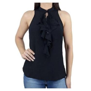 Imagem de Regata Feminina Lado Avesso Babado Preta - L12553-Feminino