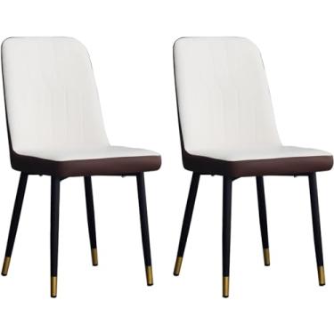 Imagem de Cadeira de jantar Chai 2 peças, cadeira de jantar confortável, almofada de couro, suporte de ferro para quarto, cadeira de lazer multifuncional-B