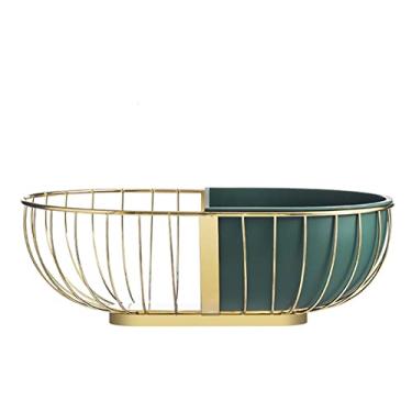 Imagem de Cesta de frutas e vegetais de bancada Suporte de cesta de frutas - Bandeja de servir de metal em camadas de bancada para mesa de armazenamento de frutas e vegetais de cozinha peças centrais (cor