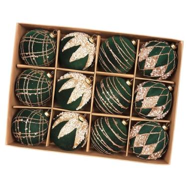 Imagem de UGPLM Bolas de Natal, Enfeites para Árvore de Natal, Decorações Resistentes para Pendurar na Árvore, Bolas Decorativas e Pingentes para o Ano, 12 Peças Verdes de 8 Cm