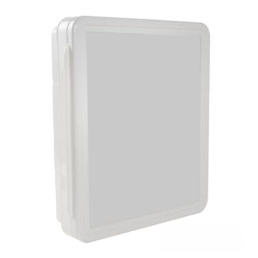 Imagem de Armário Para Banheiro Com Espelho Vision Embutir/Sobrepor Plástico Branco Preto Kit Fixação, Completo com Kit de Fixação - Organizador com Prateleiras(RETO BRANCO)