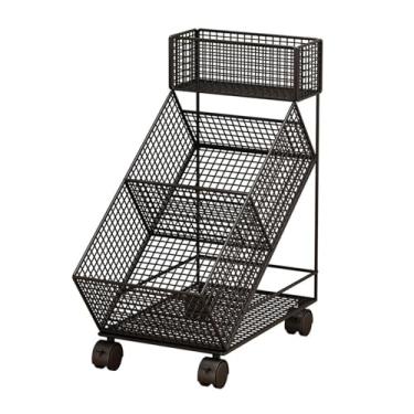 Imagem de Fenteer Cesta de legumes de frutas com rodas Utilitário de rack de armazenamento de cozinha carrinho para casa