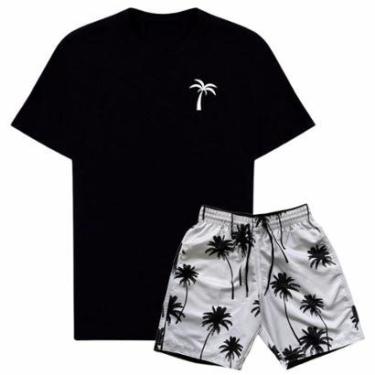 Imagem de Kit Camiseta Algodão Premium e Short Tactel Com Bolsos Top-Masculino