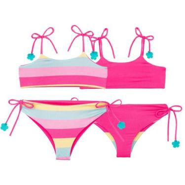 Imagem de Biquíni Dupla Face Infantil Menina Praia Piscina Lacinho - Fofotinhos,