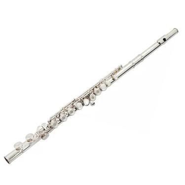 Imagem de Flauta de furo aberto e fechado de 16 teclas branco cobre banhado a prata C chave adulto estudante tocando flauta