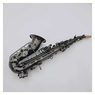 Imagem de Saxofone Saxofone Soprano Curvo B Plano Preto Niquelado Instrumento Musical Profissional com Caixa Instrumento de Sopro (Cor: Lavanda)