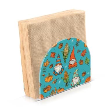 Imagem de Blueangle Pacote com 2 abóboras, girassóis, gnomos, porta-guardanapos – decoração de mesa acrílica à prova de vento para cozinha e casa, dispensador de lenços de férias com porta-guardanapos verticais