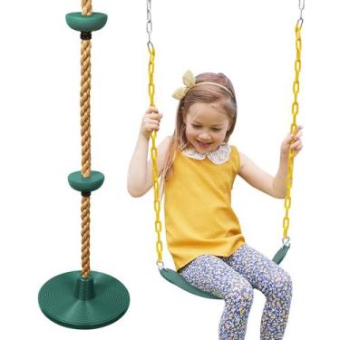 Imagem de Swing Set ZNCMRR Tree Swing Climbing Rope para crianças verde
