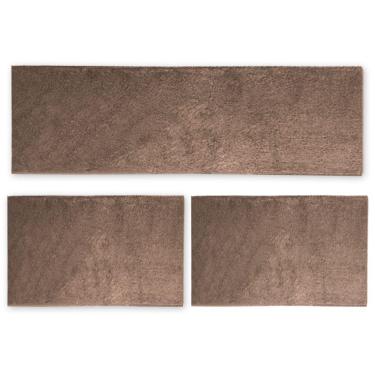 Imagem de Kit Cozinha 3 Pçs Classic Tapete Passadeira Shaggy Antider Marrom