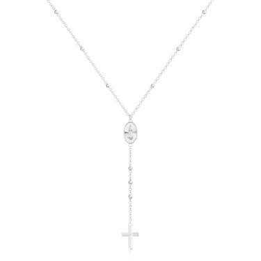 Imagem de Lariat Colar de prata para mulheres, colar longo da moda, colar delicado com pingente de ouro rosa/prata Y 14 k em forma de Y, colar com pingente de gota simples de zircônia cúbica, colar de estrela