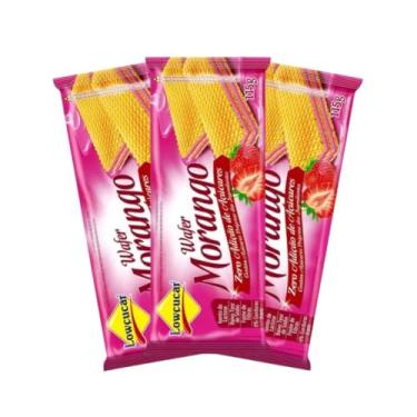 Imagem de KIT 3 Lowcucar Wafer Zero Açúcar Morango 115g