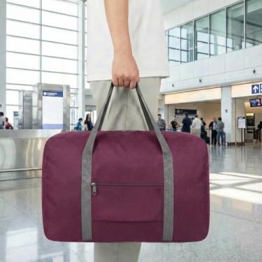 Imagem de Bolsa de viagem leve e dobrável – Mala de mão compacta para viagens noturnas, bolsa unissex para fim de semana, Vinho tinto, Esportes