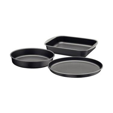 Imagem de Jogo De Assadeiras Alumínio 3 Peças Antiaderentes Brasil Grafite - Tramontina 20099084