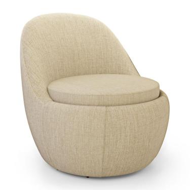 Imagem de Poltrona Orgânica Living Memphis Fixa Linho Bege - Desk Design