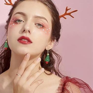 Imagem de Brincos femininos com pingente de sino de árvore de Natal, pingentes fofos, dourados, guirlanda de sino, guirlanda, pendurado, hipoalergênico, festival, decoração de festa de Natal, joias para amigos