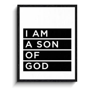 Imagem de Arte de parede de afirmação cristã, declaração I am a son of God, decoração de parede cristã, impressão em tela emoldurada com acabamento fosco, pôster de fé, para presente de confirmação de batismo
