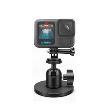 Imagem de Suporte magnético para câmera GoPro, Insta360, DJI Action – Forte força de tração de 15 kg, cabeça esférica de rotação de 360°, base de sucção de borracha para carro, barco e mais (uma base magnética)