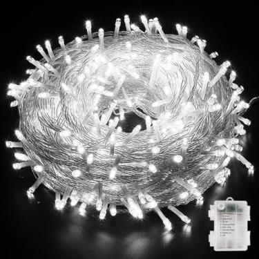 Imagem de YUANHUYUOU Luzes de Natal, 6 m, 40 LEDs, alimentadas por bateria, luzes de corda impermeáveis internas e externas para decoração de casa, casamento, árvore de Natal (branca)