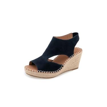 Imagem de Gentle Souls by Kenneth Cole Sandália feminina Cody Espadrille Wedge, Camurça azul-marinho, 36