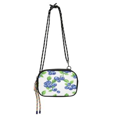 Imagem de STAYTOP Bolsa tiracolo Fresh Blueberries pequena carteira para celular para mulheres e homens, mini bolsa de viagem - mirtilos frescos