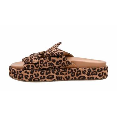 Imagem de Corkys Footwear Sandália plataforma feminina Lil Bit Knotty de 3,8 cm - com duas alças adornadas com laços e uma palmilha levemente acolchoada para uso o dia todo, Leopardo, 40