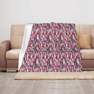 Imagem de ZTPOWQA Cobertores de pelúcia com impressão artística de perfume de batom cosmético, 127 x 101 cm, cobertor aconchegante para sofá, macio e quente para decoração de casa