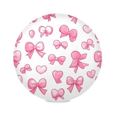 Imagem de xigua Jogo americano redondo com arcos e corações, conjunto de 6 para mesa de jantar, tapetes de mesa antiderrapantes laváveis e resistentes ao calor para decoração de festa, cozinha, jantar