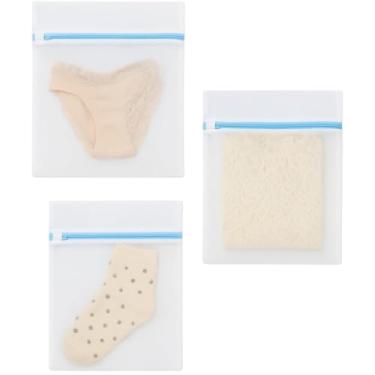 Imagem de Kit 3 Unidades Bolsa para Lavar Roupas com Zíper,Saco de Lavagem para Máquina de Lavar