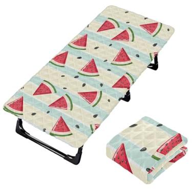 Imagem de Burbuja Lençol de berço de fatias de melancia para crianças, lençol de cochilo acolchoado portátil com faixa elástica para meninas e meninos, lavável na máquina, 63,5 x 127 cm