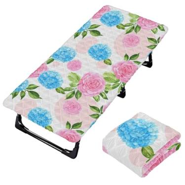 Imagem de Burbuja Lençol de berço de flores para crianças, lençol de cochilo acolchoado portátil com faixa elástica para meninas e meninos, lavável na máquina, 63,5 x 127 cm