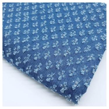 Imagem de Denim 100% Algodão Tecido Não Elástico Para Artesanato DIY Vestuário Jaqueta Estofamento Saia Jeans Decoração Design Moderno Com Rasgos(Blue 1,1.5x2m)