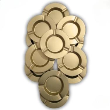 Imagem de Cinzeiros Redondo Dourado Coletor de Resíduos Para Bares Lanchonetes Resistente Lavável (12)