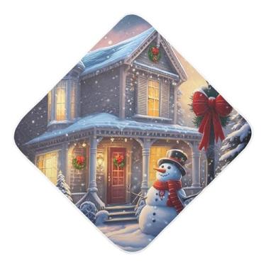 Imagem de Burbuja Toalha de banho de bebê Cozy House - Toalha com capuz de musselina macia e absorvente para recém-nascidos, 76 x 76 cm