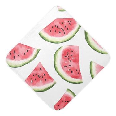 Imagem de STAYTOP Toalhas de bebê com capuz de musselina de melancia com coração vermelho, toalha de banho super macia, toalhas de banho absorventes para banho recém-nascido unissex 76 x 76 cm