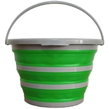 Imagem de Balde de Silicone Dobrável 5 Litros Compacto Multiuso Com Alça Ideal Para Limpeza (Verde)