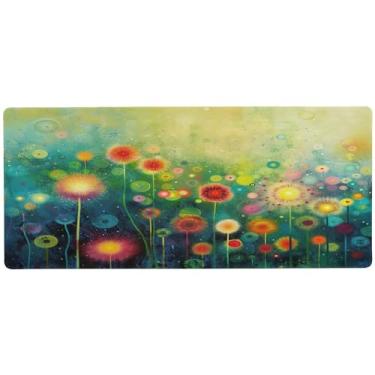 Imagem de xigua Tapete de mouse grande de flores silvestres em aquarela, tapete de mesa antiderrapante 80 x 30 cm, base de borracha de 3 mm de espessura, protetor de mesa para laptop, mesa de trabalho