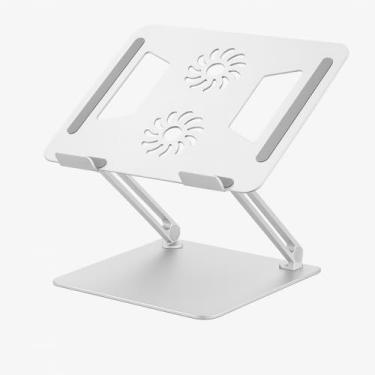 Imagem de Suporte Rotativo para Notebook e Tablet em Alumínio – Ajustável 180°, Altura até 14cm, Base Reforçada, Giro 360°, Antiderrapante, Compatível 11” a 17”