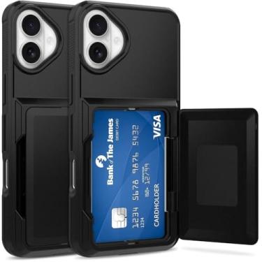 Imagem de Capa Porta Cartão para o iPhone 17 - Compartimento Oculto para Amazenamento de 3 Cartões e Proteção Anti-impacto Cor: Preto