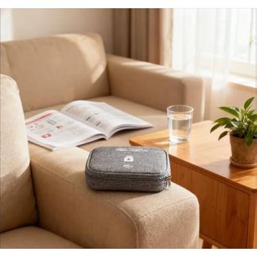 Imagem de Mini bolsa prática de armazenamento de medicamentos, bolsas portáteis de primeiros socorros para viagem com fecho de zíper, kits médicos multifuncionais para armazenamento de suprimentos médicos para