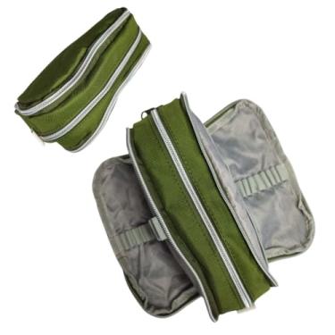 Imagem de Estojo Escolar Duplo Grande Verde Escuro Volta à Aulas Lápis Ensino Médio Organizar Caneta Borracha