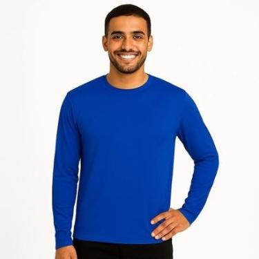 Imagem de Camiseta Manga Longa Segunda Pele Masculina Lisa Dry Academia Fit-Masculino