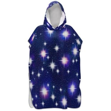 Imagem de Joisal Poncho de surfe trocador roupão adulto praia moletom toalha natação plus size masculino poncho com capuz estrelas azul marinho