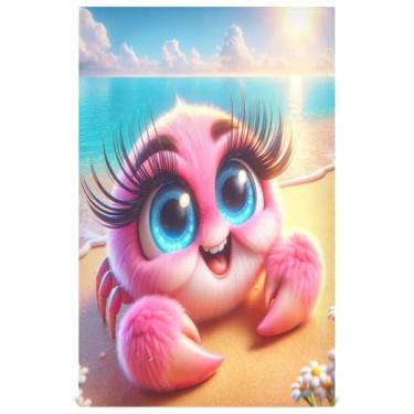 Imagem de Joisal Toalhas de prato divertidas fofas de caranguejo rosa para decoração de cozinha toalha de mão de chá panos de prato fofos reutilizáveis absorventes 45 x 71 cm, 1 pacote