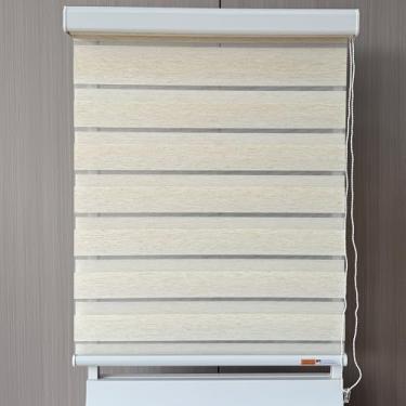 Imagem de GHV Persianas zebra com fio para janelas escurecimento de ambientes com privacidade de camada dupla para casa e escritório (Linho, 91 cm (L) x 183 cm (A))