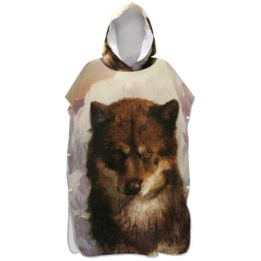 Imagem de Joisal Roupão com estampa de lobo Romantismo Surf Poncho Trocador Adultos Praia Banho com Capuz Toalhas Absorventes Adulto Ponchos para Mulheres