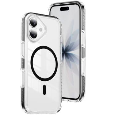 Imagem de COTDINFOR Capa transparente para iPhone 15 Pro Max, [compatível com MagSafe] [Proteção contra quedas de grau militar] Capa de telefone fina magnética à prova de choque TPU transparente para iPhone 15
